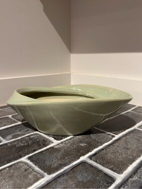 Handcrafted Ceramic Bowl in Sage Green - Home Art